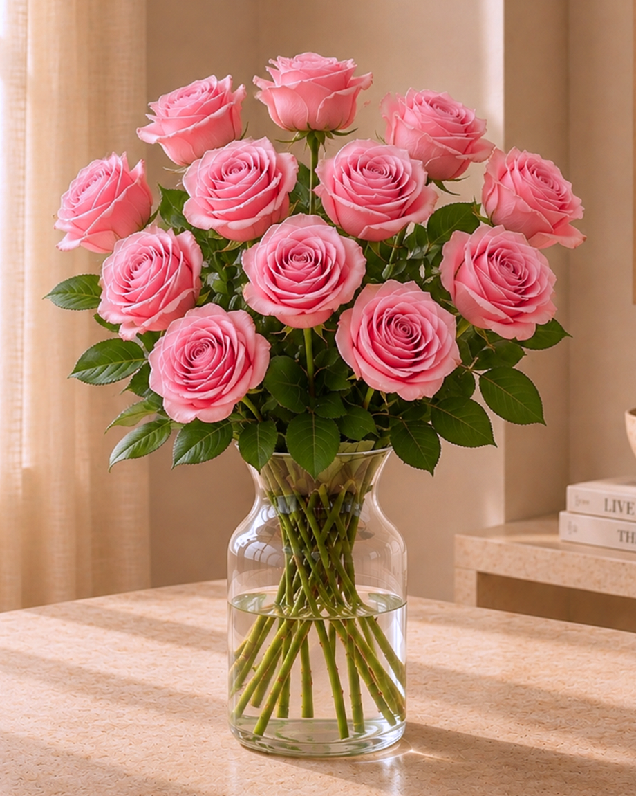 Dozen Pink Roses
