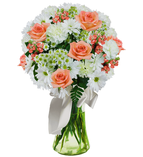 Peach & White Sympathy Vase | Avas Flowers