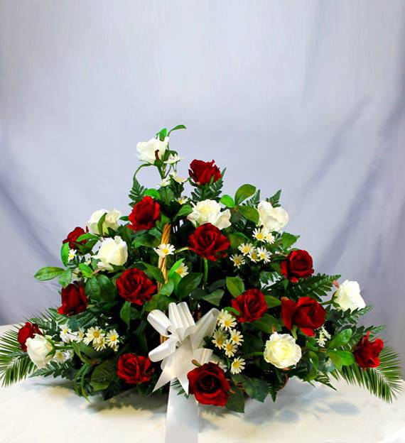 Red & White Sympathy Fireside Basket | Avas Flowers