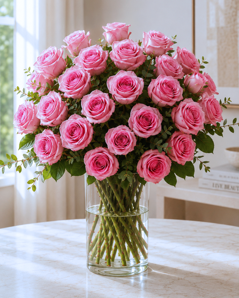 Two Dozen Pink Roses